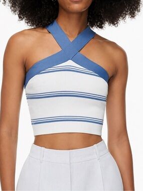 Aritzia Babaton Sculpt Knit Criss Cross Cropped Tank SZ SM